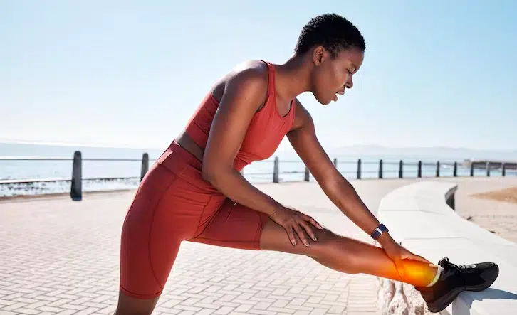 Coureur avec tendinite au tendon dAchille