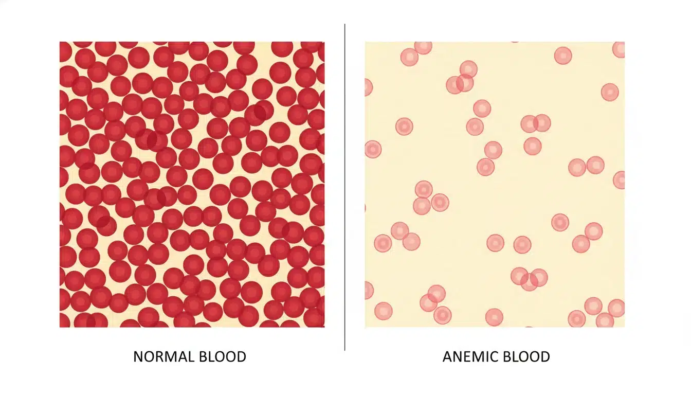 Comparaison globules rouges normaux vs anémie ferriprive