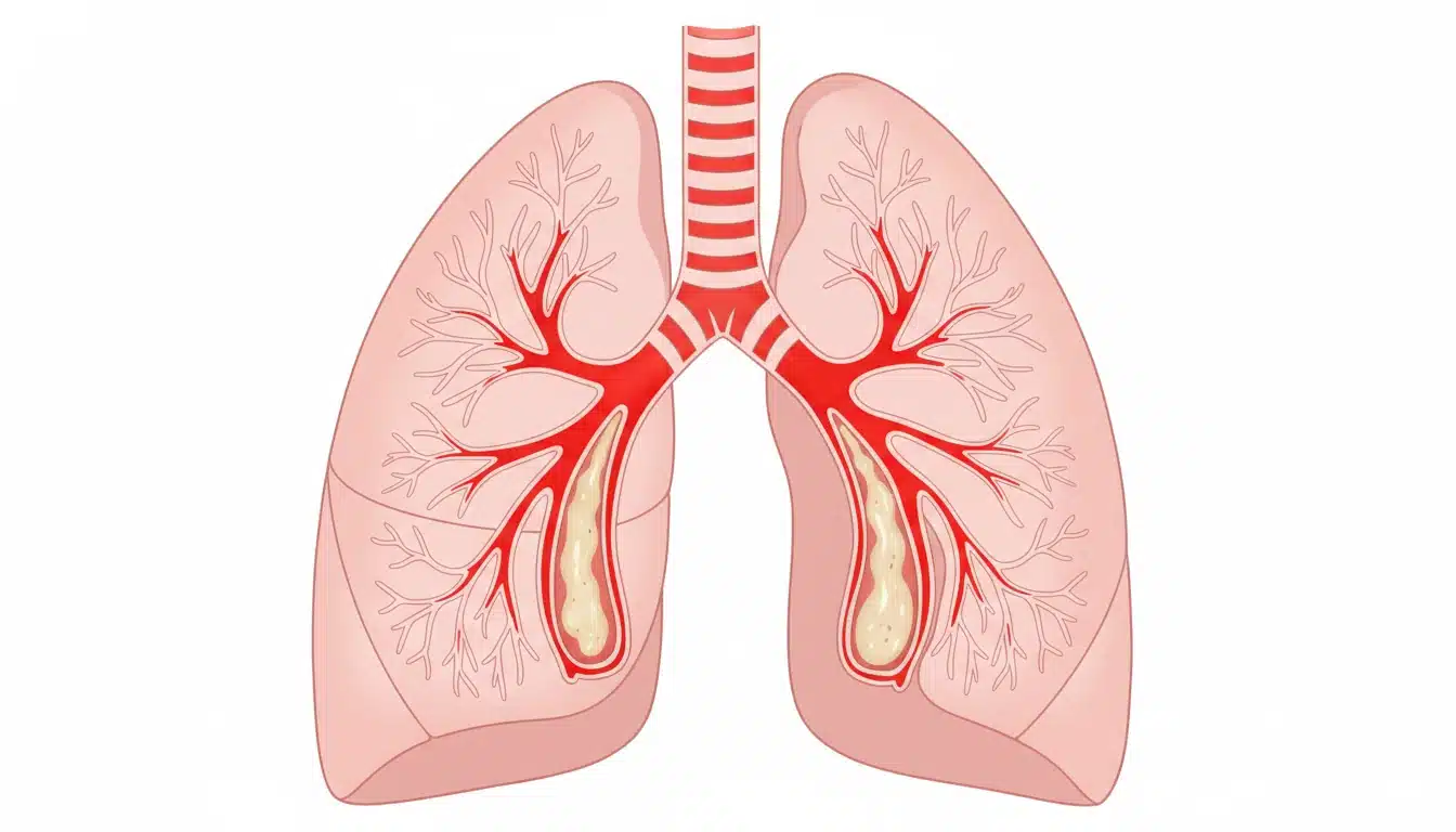 Anatomie d’une crise d’asthme avec bronches enflammées et rétrécies