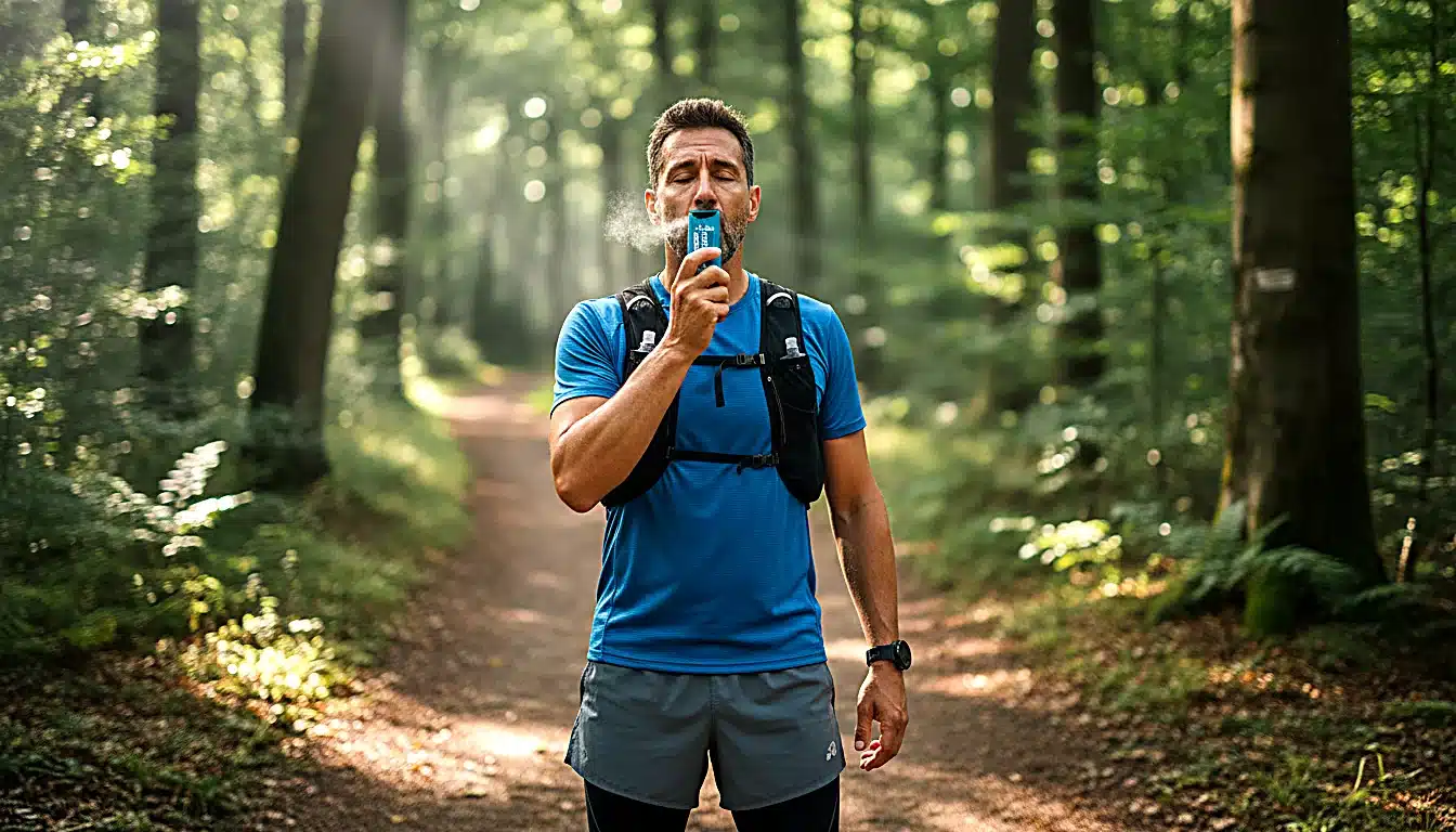 Coureur asthmatique utilisant ventoline en course