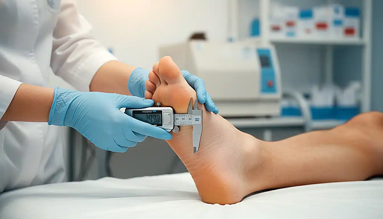 Semelle orthopédique de soutien plantaire vue de dessus, détails matériaux