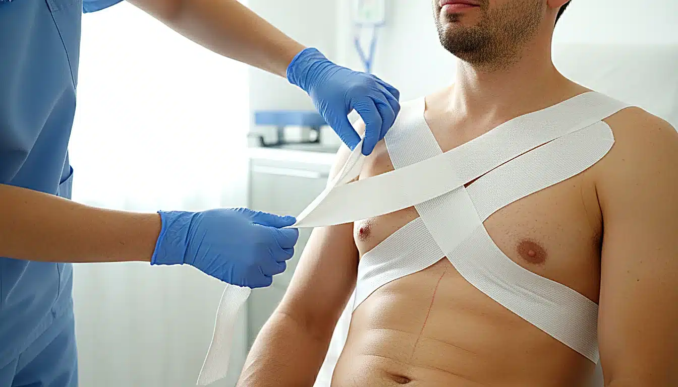 Strapping thoracique léger pour soulager une côte fêlée chez le coureur