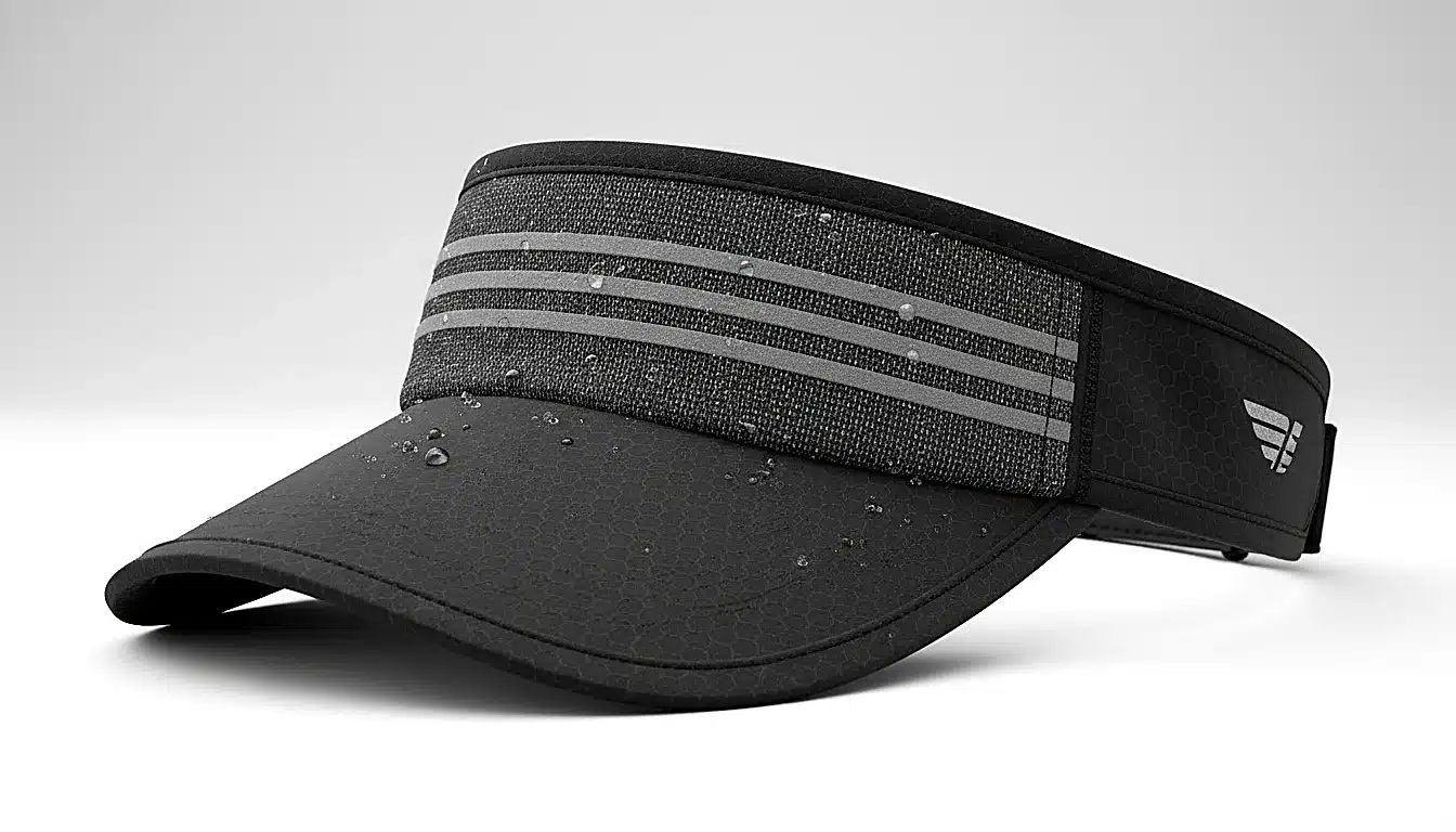 Visière running avec bandeau anti-transpiration vue en plan rapproché produit