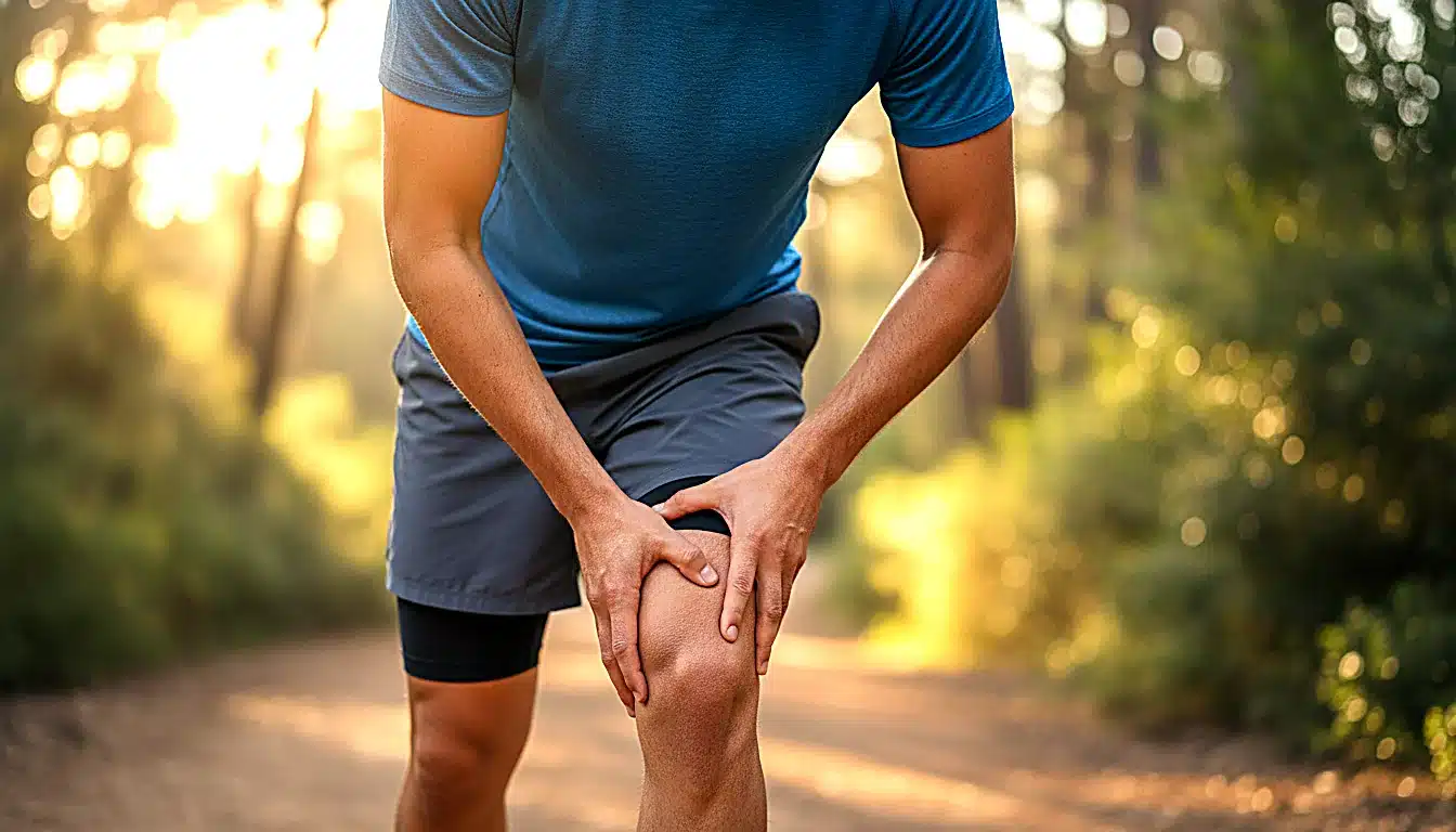 Coureur souffrant d un syndrome essuie-glace au genou droit