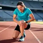 Coureuse souffrant d une fracture de fatigue tibia