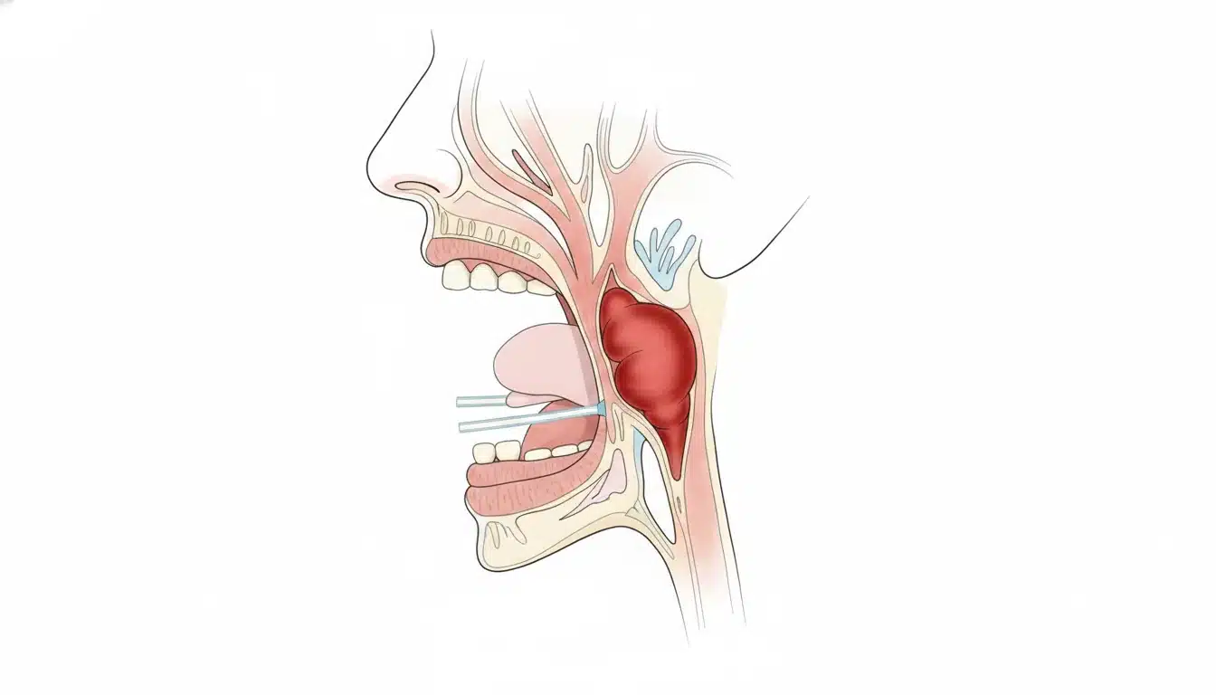 Anatomie d&rsquo;un mal de gorge : amygdales enflammées dans le pharynx