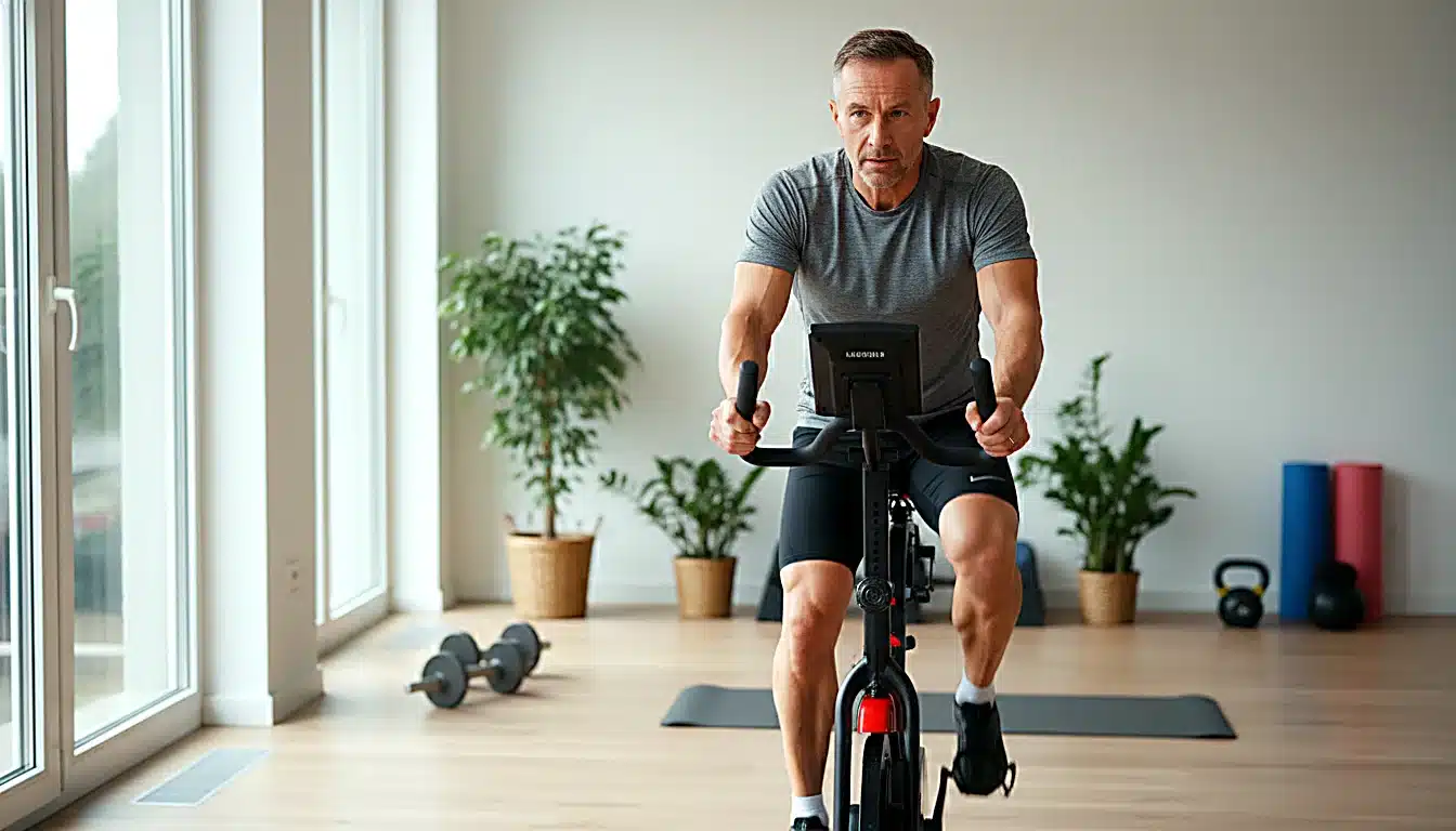 Vélo d&rsquo;appartement en cardio doux pour préserver le ménisque pendant la rééducation