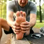 Coureur massant son pied douleur nevrome Morton