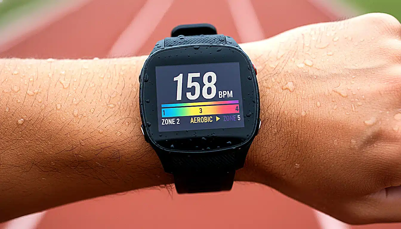 Montre GPS affichant la zone aérobie cardiaque
