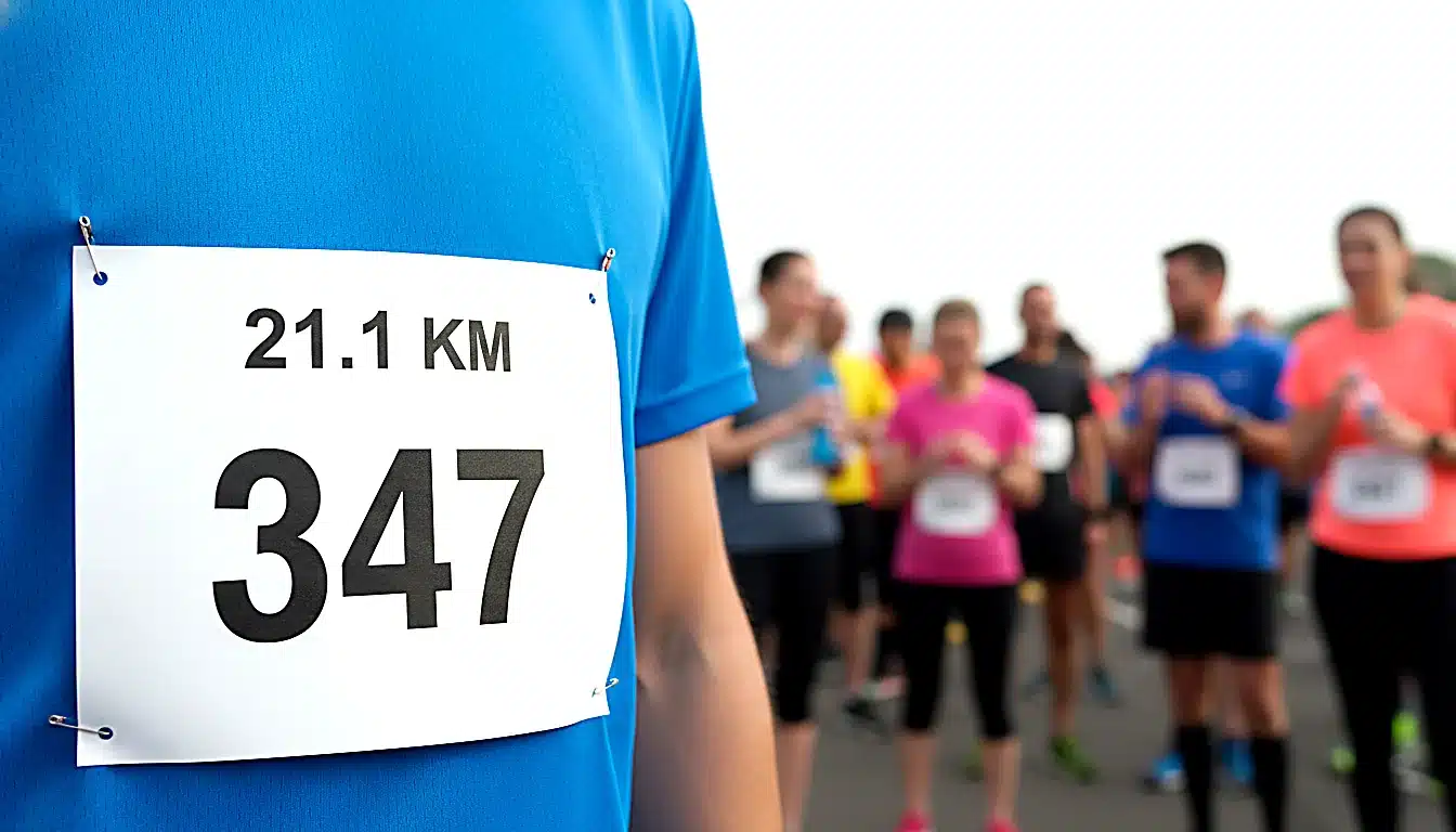 Dossard de semi-marathon avec marquage 21,1 km