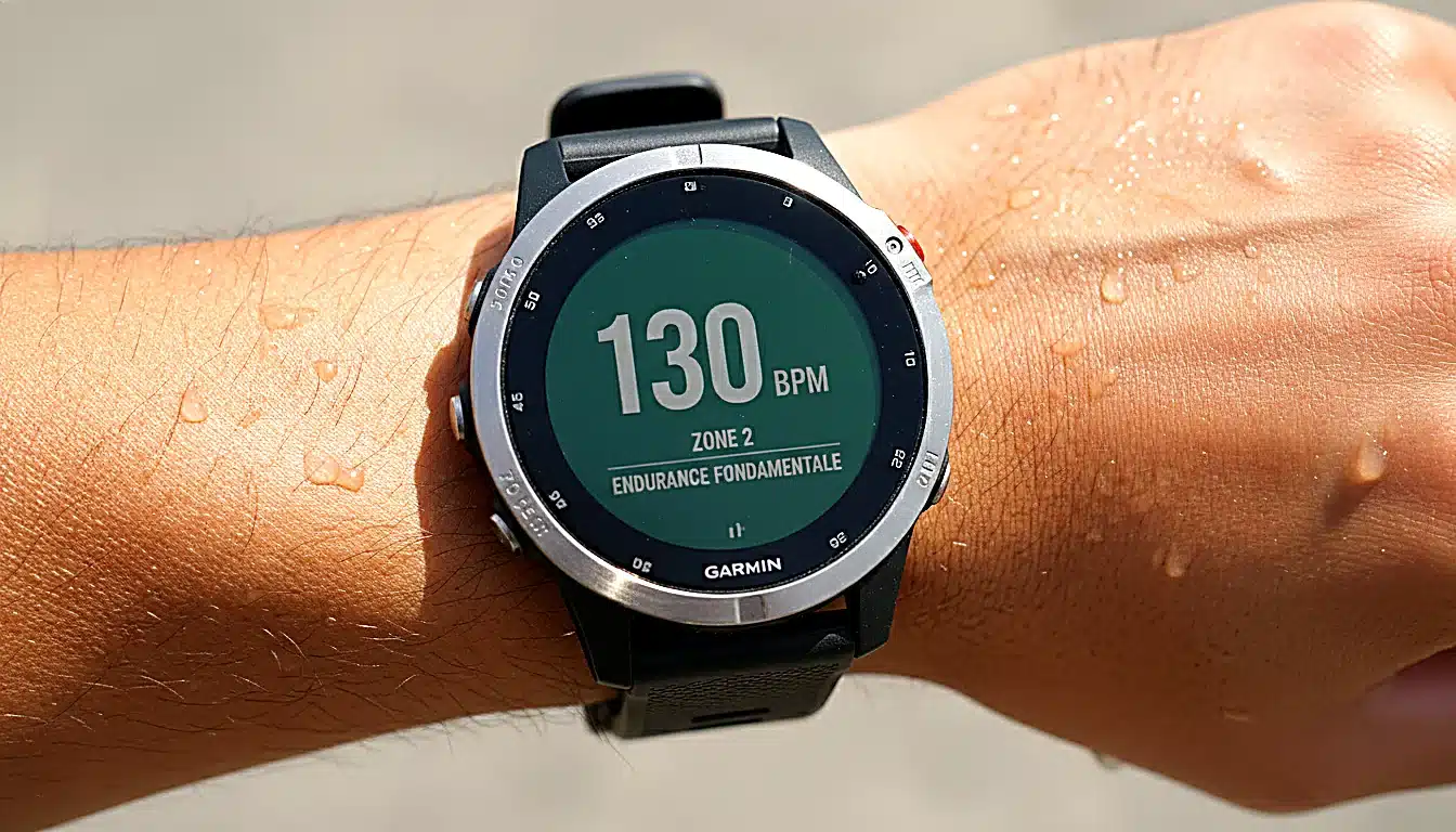Montre GPS affichant la zone 2 endurance fondamentale