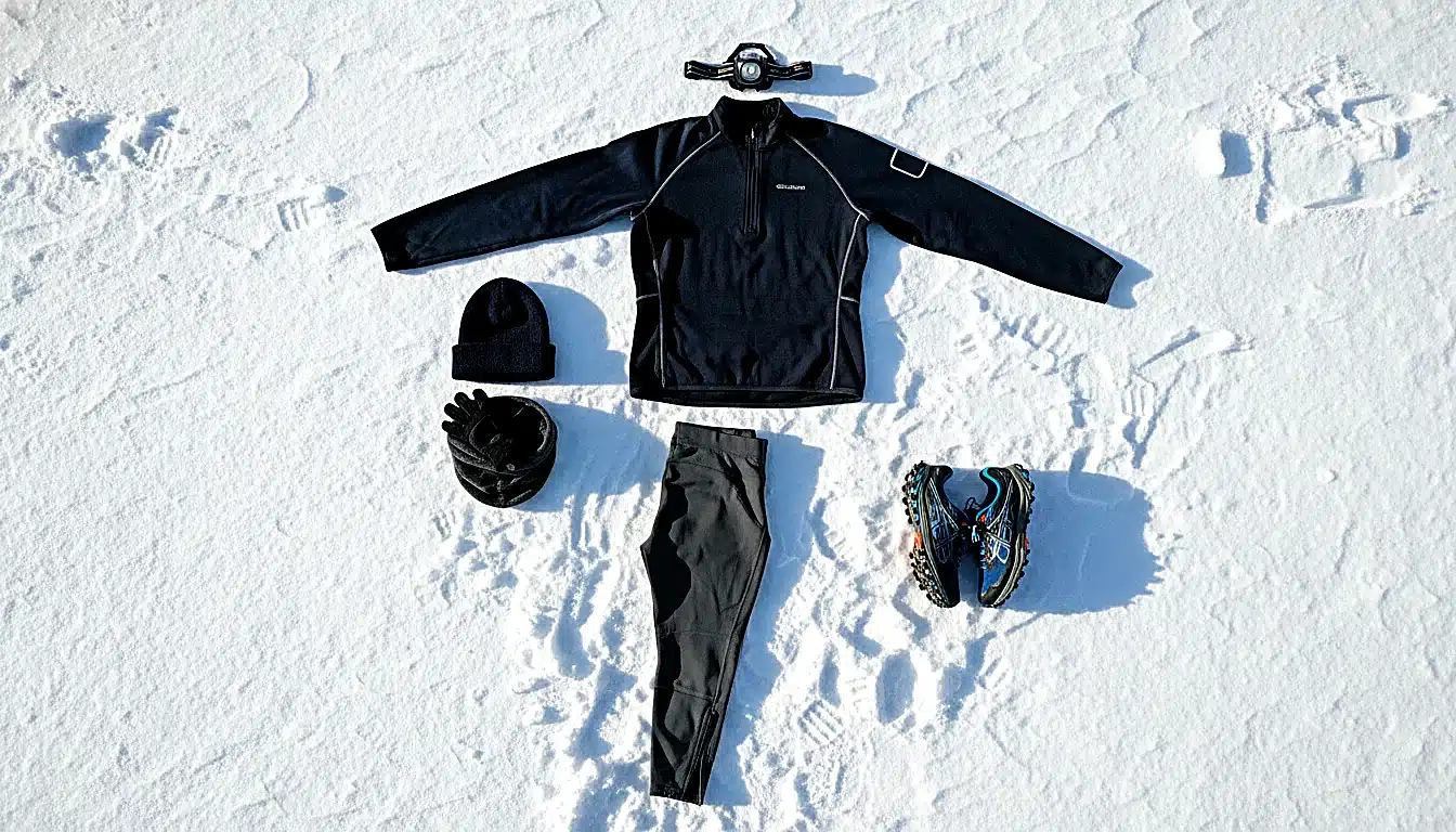 Tenue hivernale complète running : 3 couches, gants, bonnet