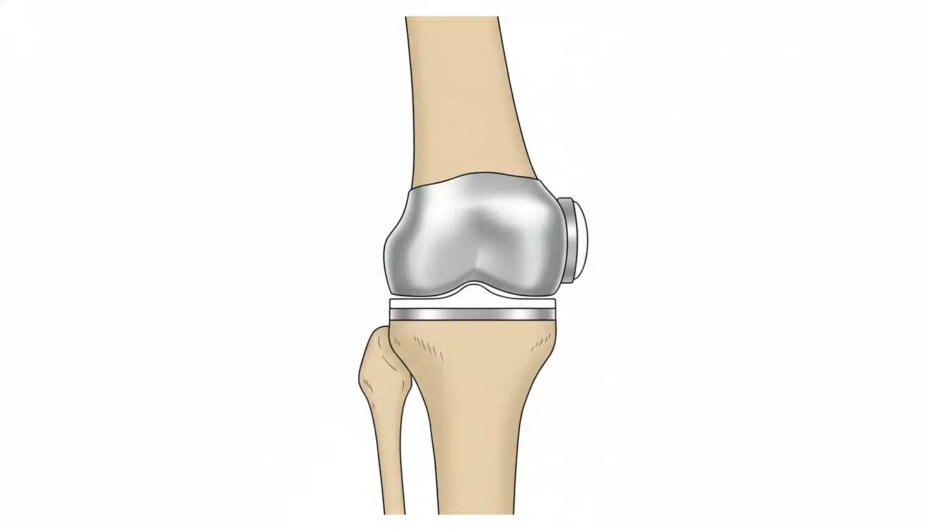 Anatomie d’une prothèse totale du genou : composants fémoral, tibial et patellaire