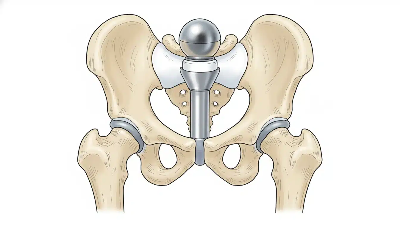 Anatomie d’une prothèse totale de hanche : tige fémorale et cupule acétabulaire
