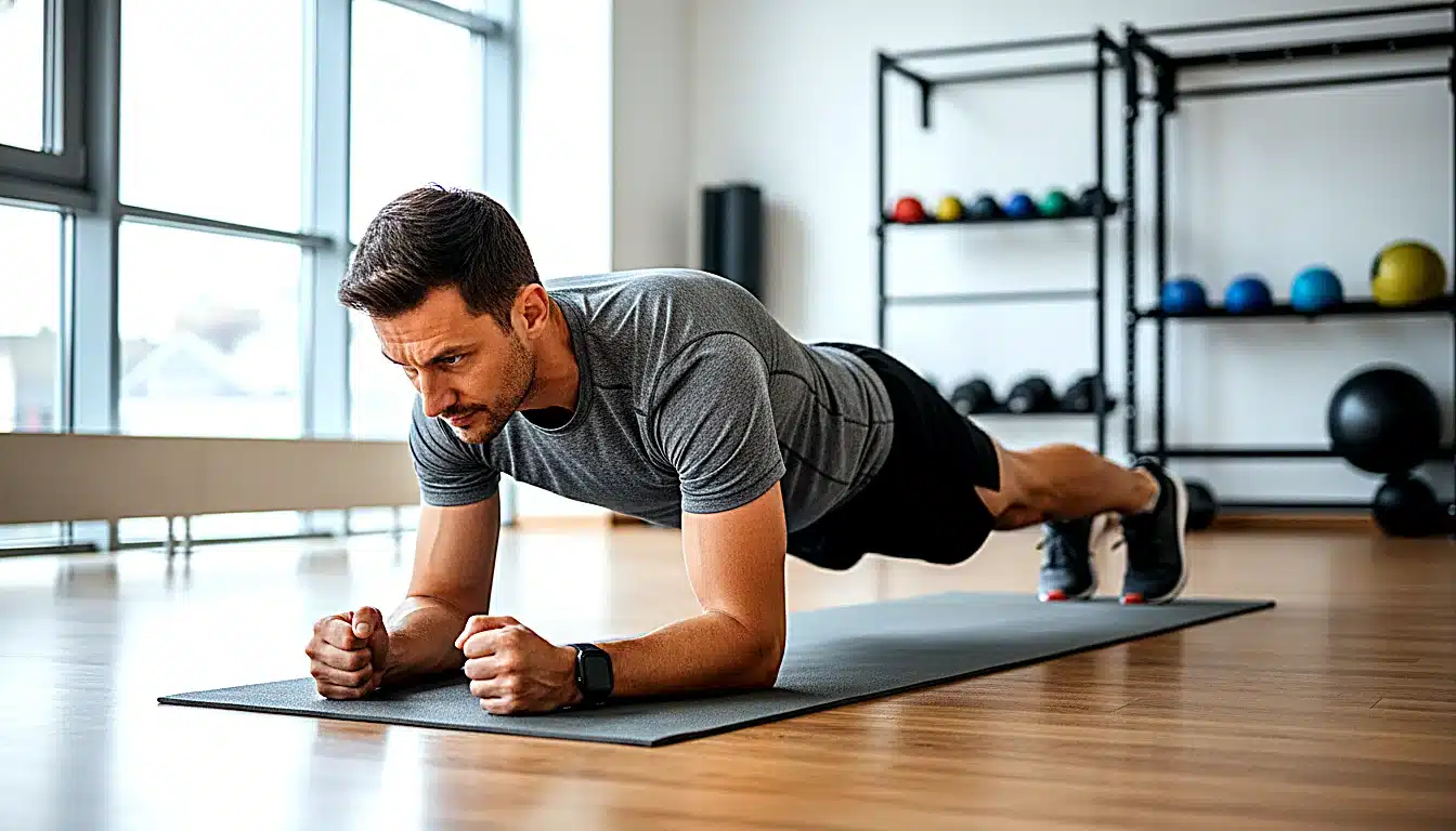 Exercice de gainage planche pour renforcer le core et prévenir la pubalgie